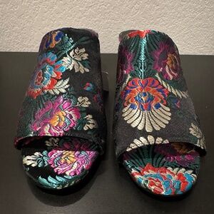 Embroidered Boho Mule Heels